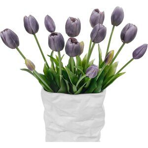 15-Pcs Autumu Purple Artificial Flowers Faux Plastic Tulips Garden Home Decor